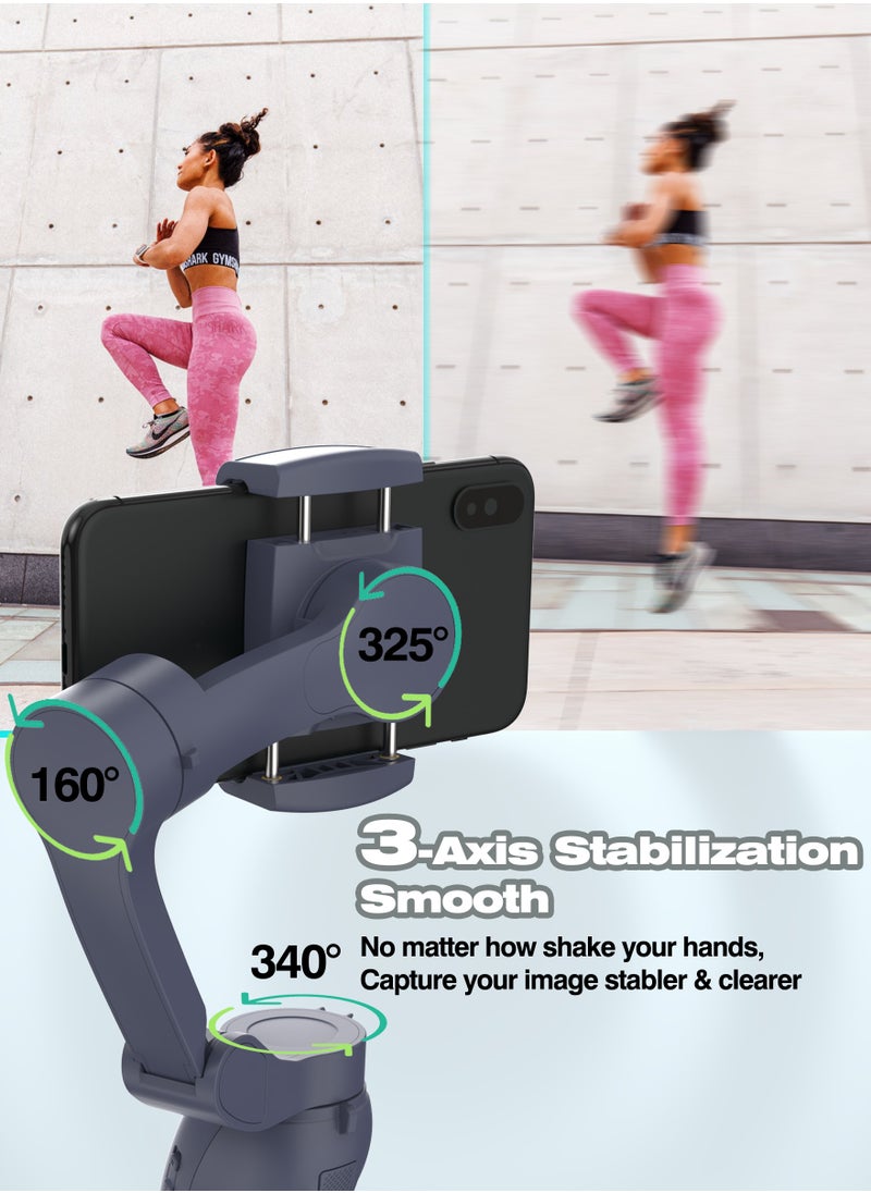 XQOOPS - Gimbal Stabilizer for Smartphones, XQOOPS 3-Axis Auto Balance Handheld Phone Gimbal with Magnetic AI Active Tracking and Fill Light, Foldable Phone Stabilizer for Video Recording for iPhone& Android - Image 1