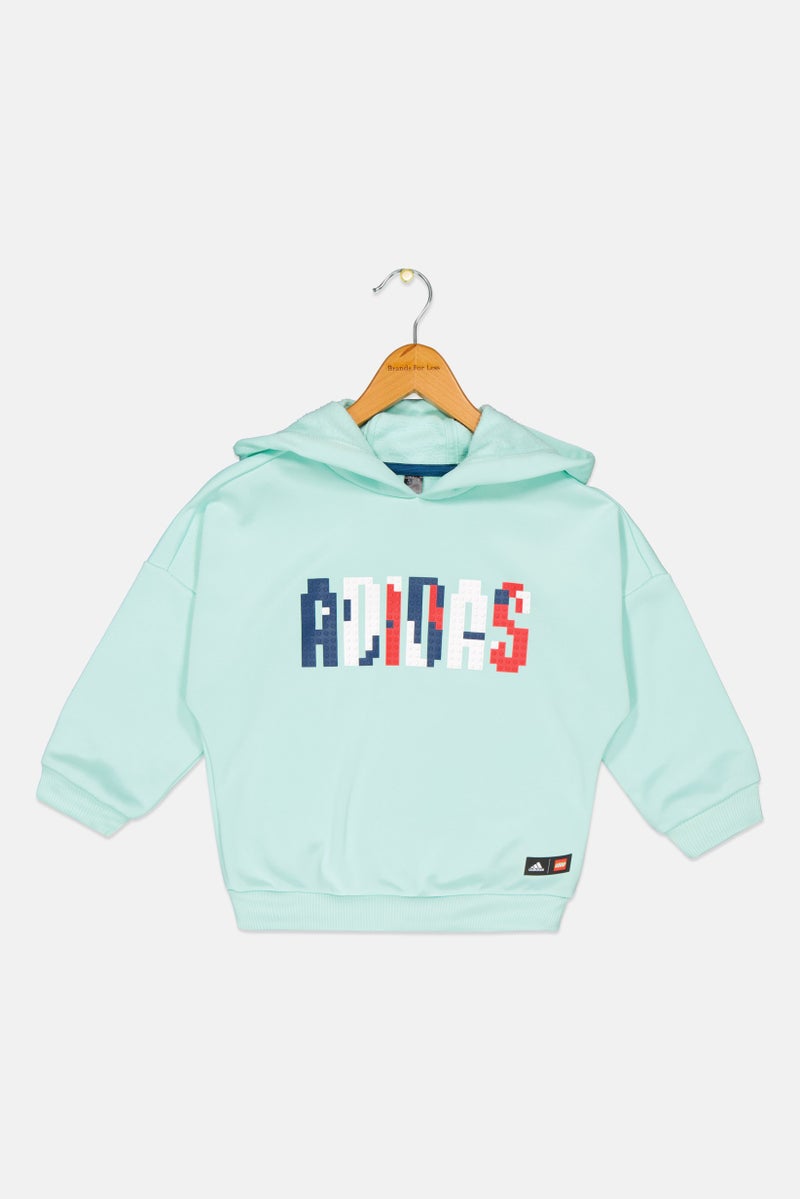 Adidas Adidas x Lego Kids Boys Hooded Solid Long Sleeve Sweatshirt, Aqua Blue - Image 1