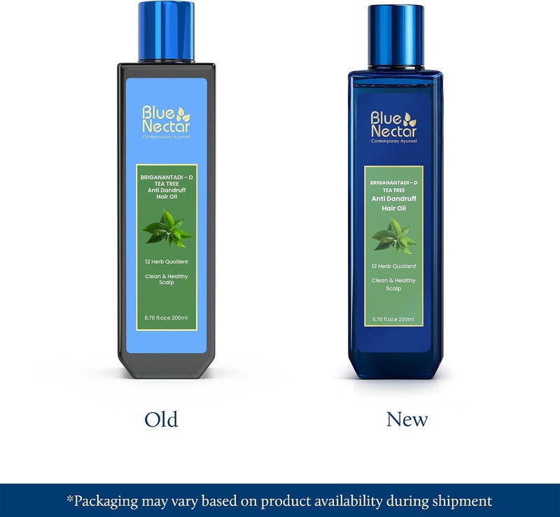 Blue Nectar Anti Dandruff Hair Oil With Neem Tea Tree Hair Oil Ayurvedic Non-Sticky Hair Oil For Dry Scalp And Dandruff 100% Natural Hair Oil For Men Women 12 Herbs 200Ml - Image 1