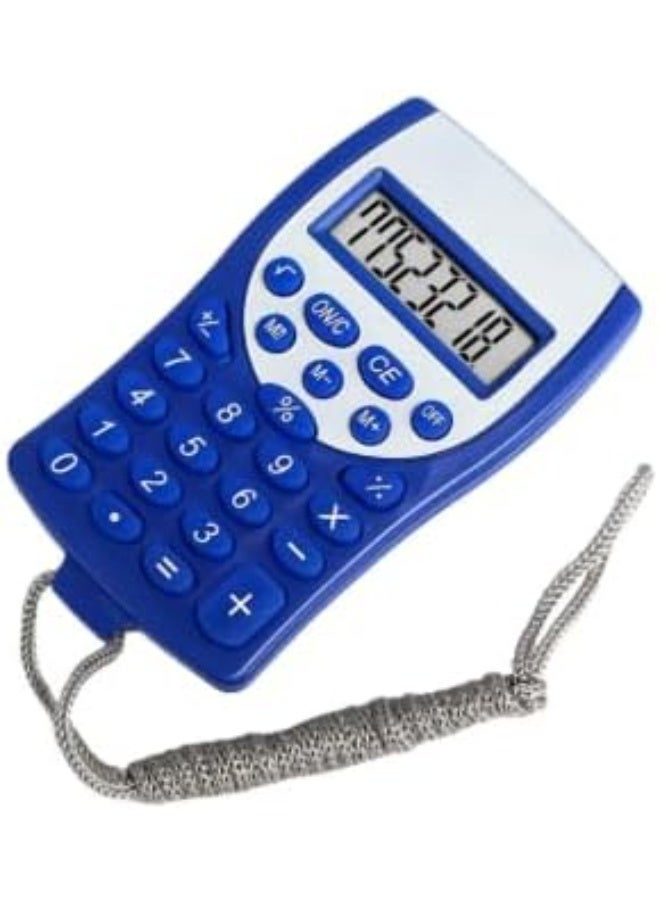 آلة حاسبة إلكترونية ، شاشة رقمية، تصميم محمول مع حبل، مناسبة للمكتب والمدرسة خفيفة الوزن ومناسبة للحقائب المدرسية وحقائب العمل (ازرق) - Image 1