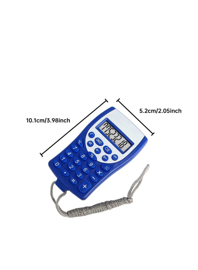 آلة حاسبة إلكترونية ، شاشة رقمية، تصميم محمول مع حبل، مناسبة للمكتب والمدرسة خفيفة الوزن ومناسبة للحقائب المدرسية وحقائب العمل (ازرق) - Image 2
