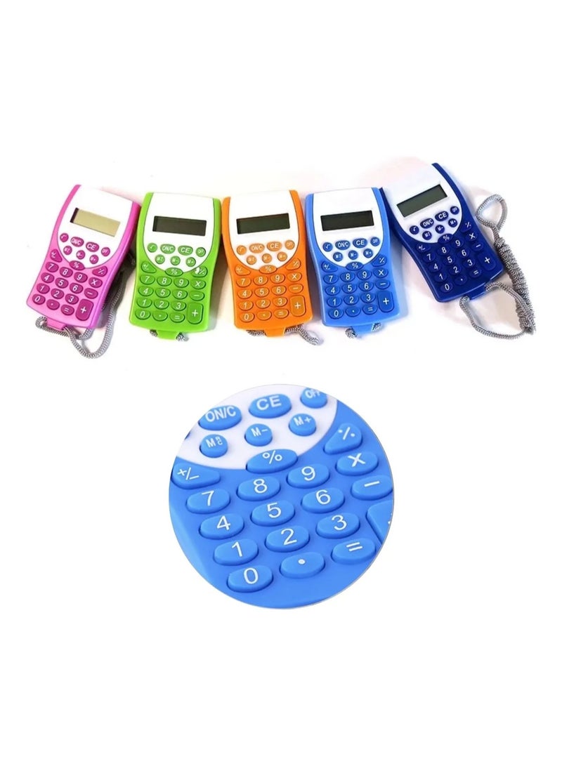 آلة حاسبة إلكترونية ، شاشة رقمية، تصميم محمول مع حبل، مناسبة للمكتب والمدرسة خفيفة الوزن ومناسبة للحقائب المدرسية وحقائب العمل (ازرق) - Image 3
