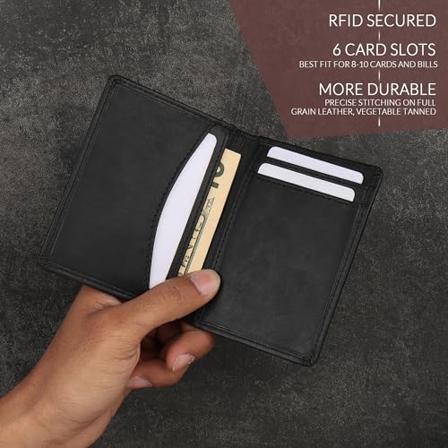 FOXHACKLE Credit Card Holder Minimalist Slim Leather Wallet for Men & Women Front Pocket Small Thin Card Men’s Wallet (Matte Black) - Image 4