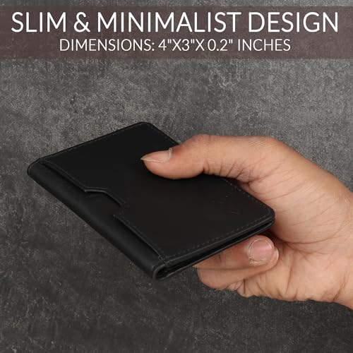 FOXHACKLE Credit Card Holder Minimalist Slim Leather Wallet for Men & Women Front Pocket Small Thin Card Men’s Wallet (Matte Black) - Image 3