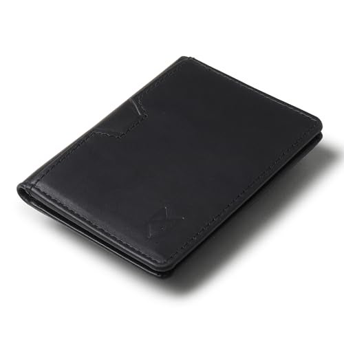 FOXHACKLE Credit Card Holder Minimalist Slim Leather Wallet for Men & Women Front Pocket Small Thin Card Men’s Wallet (Matte Black) - Image 1