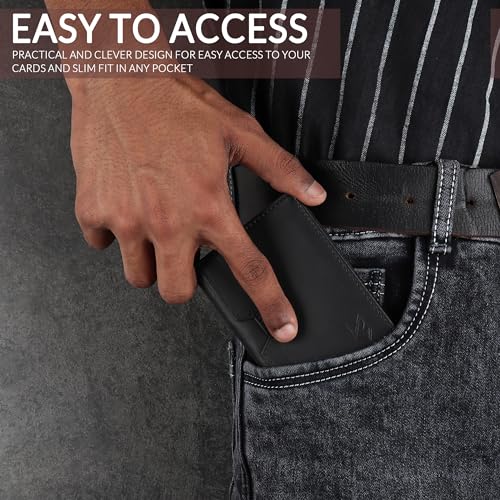 FOXHACKLE Credit Card Holder Minimalist Slim Leather Wallet for Men & Women Front Pocket Small Thin Card Men’s Wallet (Matte Black) - Image 5
