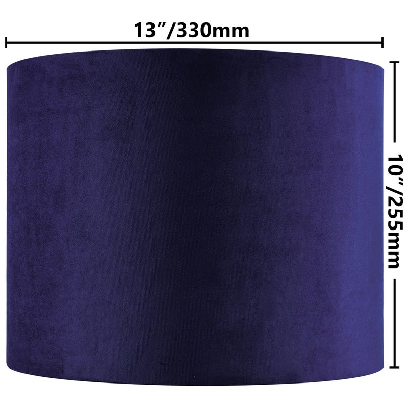 GO&SO Dark Blue Velvet Drum Lamp Shade Set of 2 Medium 13" Top x 13" Bottom x 10" High(Spider) Modern Lamp Shades for Table Lamps & Bedside Lamp Replacement Lampshade Required Assembly - Image 2