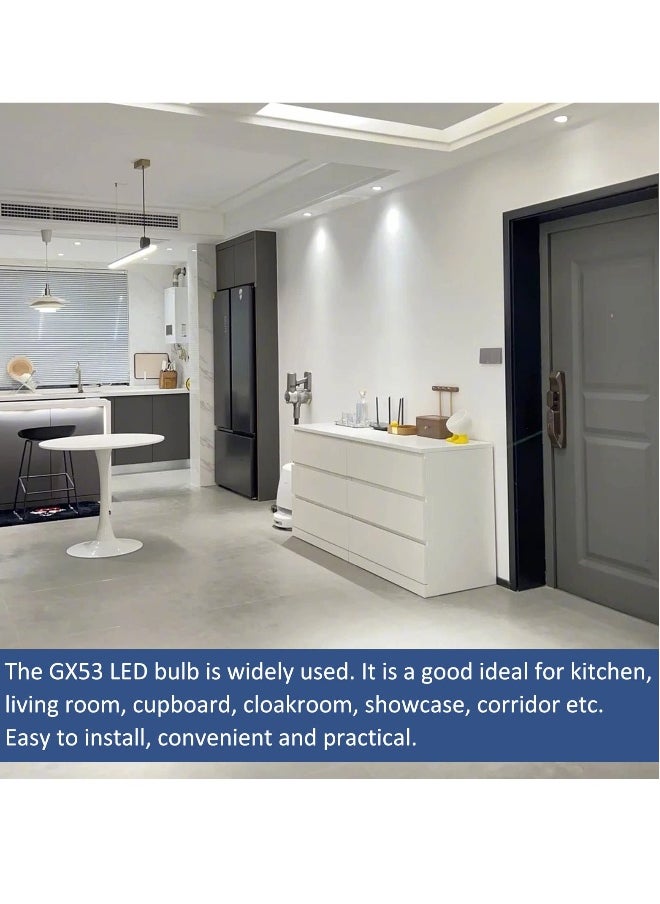 Generic - GX53 LED Bulb 7W Cool White 6000K, Replace 50W GX53 Halogen or GX53 CFL, 665LM, AC 220V, 120° Beam Angle, Non Dimmable, Energy Saving, Puck Light, Under Cabinet Lighting for Kitchen, 4 Pack - Image 1