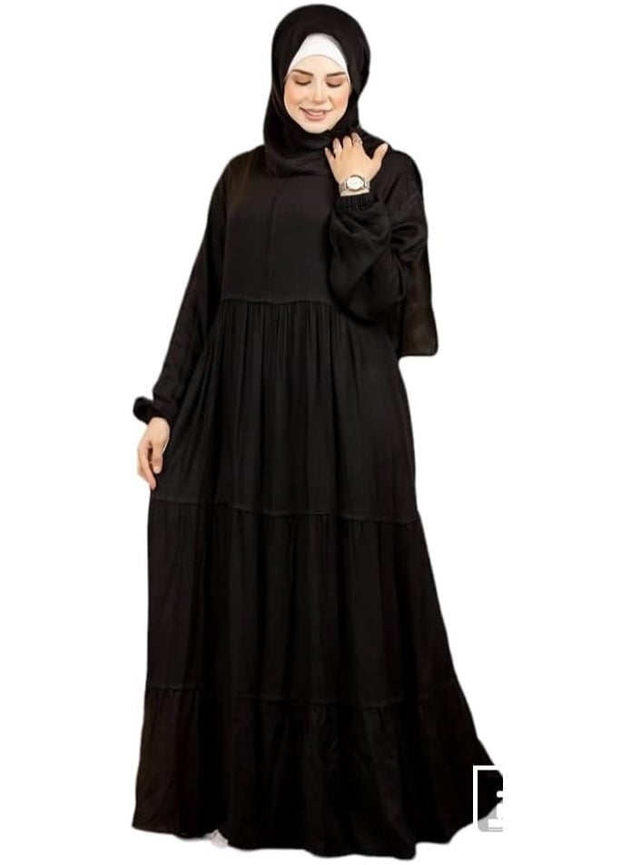 Hanady - Elegant Prayer Garment – Cotton Viscose Fabric – Free Size for All Sizes black - Image 1