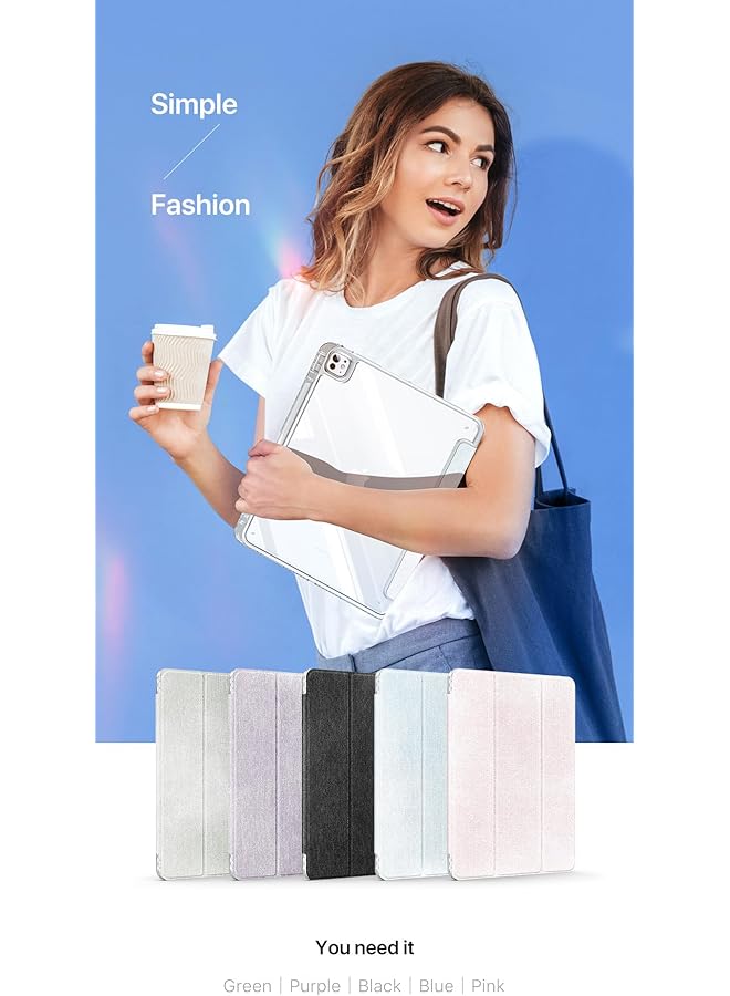 إيروريكس حافظة جديدة لجهاز ايباد برو 11 انش 2024 M4 مع حامل قلم: تدعم قلم رصاص برو وقلم رصاص يو اس بي-سي مع خاصية الاستيقاظ التلقائي والنوم مع ظهر شفاف من الجلد الصناعي لجهاز ايباد برو 11 انش 2024 الجيل الخامس - اسود - Image 2