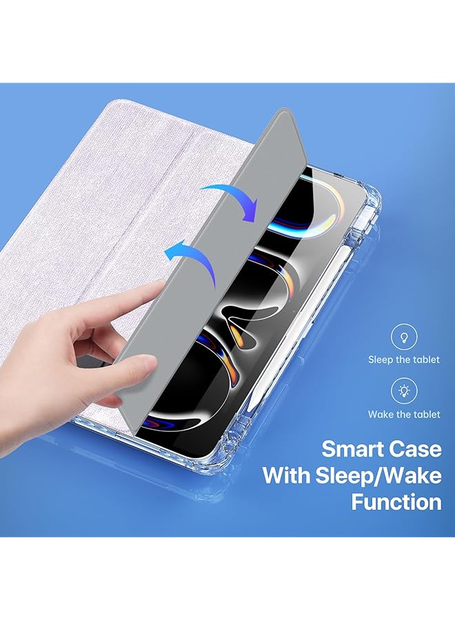 إيروريكس حافظة جديدة لجهاز ايباد برو 11 انش 2024 M4 مع حامل قلم: تدعم قلم رصاص برو وقلم رصاص يو اس بي-سي مع خاصية الاستيقاظ التلقائي والنوم مع ظهر شفاف من الجلد الصناعي لجهاز ايباد برو 11 انش 2024 الجيل الخامس - اسود - Image 4