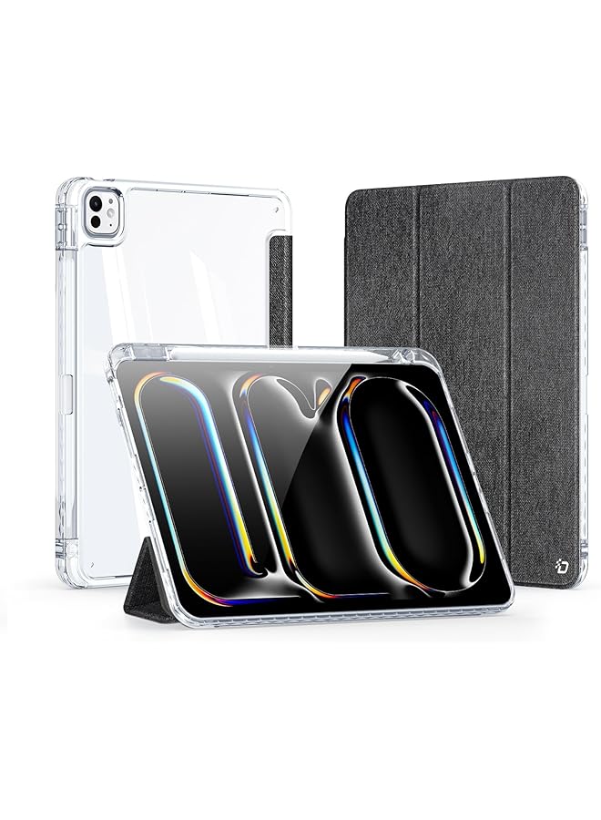 إيروريكس حافظة جديدة لجهاز ايباد برو 11 انش 2024 M4 مع حامل قلم: تدعم قلم رصاص برو وقلم رصاص يو اس بي-سي مع خاصية الاستيقاظ التلقائي والنوم مع ظهر شفاف من الجلد الصناعي لجهاز ايباد برو 11 انش 2024 الجيل الخامس - اسود - Image 1