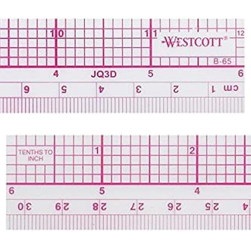 Westcott 10thsMetric Beveled Ruler 12Inch30cm B65 Clear - Image 3