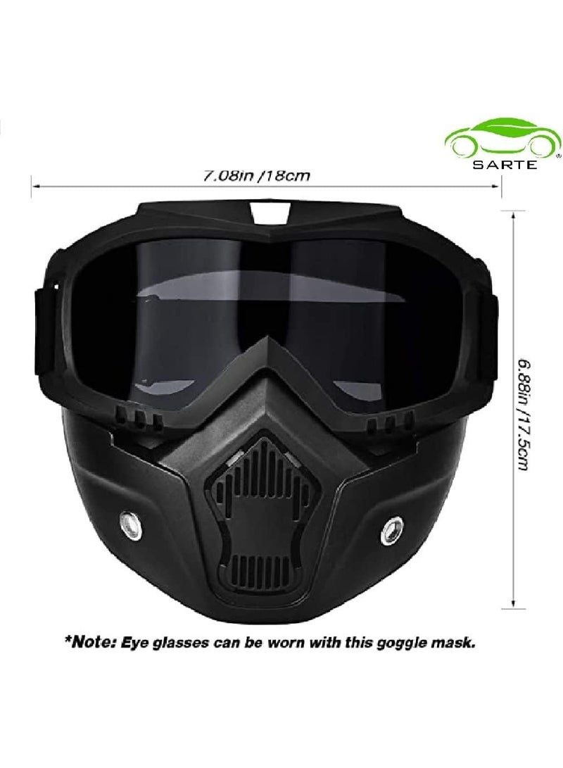 SARTE Goggle Mask Anti Scratch Protective Open Face Eyewear Windproof Dirt Shield Adjustable Strap Soft Foam Padded Detachable for Cycling Bike Off Road Racing Riding Unisex - Image 4