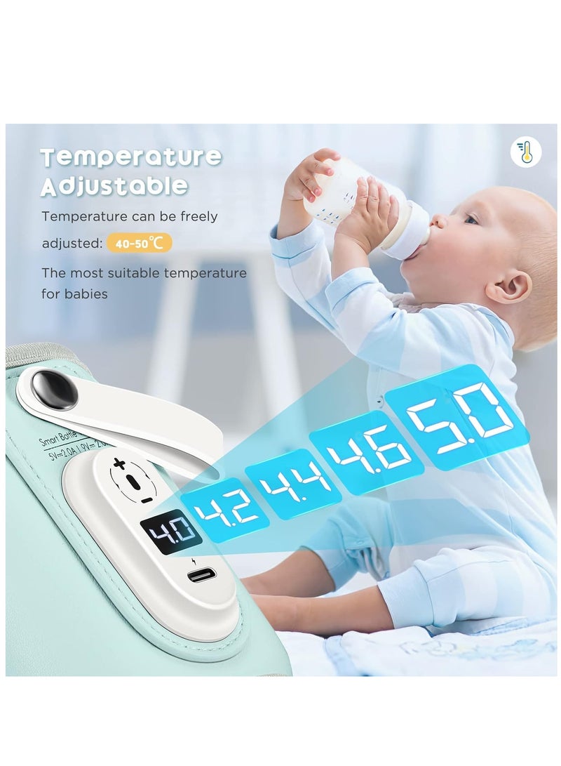 عام سخان زجاجة الطفل، غطاء عازل لزجاجة الطفل، سخان زجاجة الطفل مع شحن سريع 18 وات، سخان زجاجة محمول قابل للتعديل، سخان الحليب قابل للتعديل مع التحكم في درجة الحرارة، زجاجة لتدفئة الطفل للسفر للمنزل/العائل - Image 4