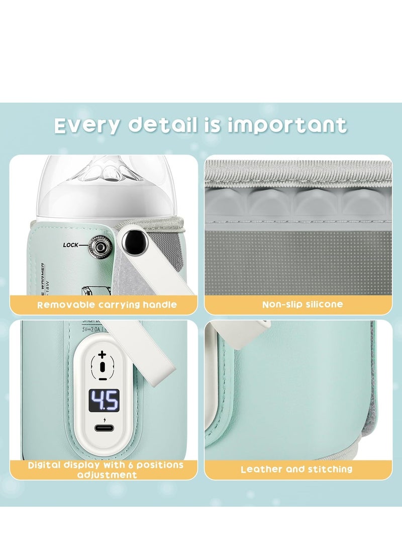 عام سخان زجاجة الطفل، غطاء عازل لزجاجة الطفل، سخان زجاجة الطفل مع شحن سريع 18 وات، سخان زجاجة محمول قابل للتعديل، سخان الحليب قابل للتعديل مع التحكم في درجة الحرارة، زجاجة لتدفئة الطفل للسفر للمنزل/العائل - Image 5