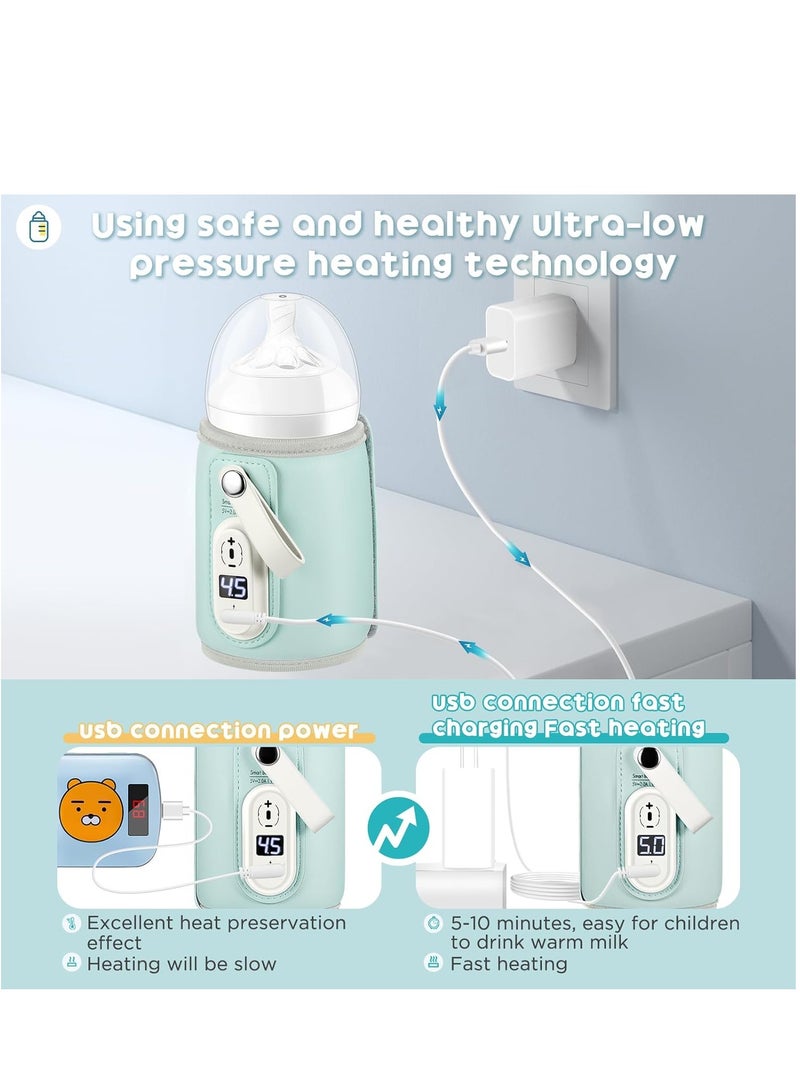 عام سخان زجاجة الطفل، غطاء عازل لزجاجة الطفل، سخان زجاجة الطفل مع شحن سريع 18 وات، سخان زجاجة محمول قابل للتعديل، سخان الحليب قابل للتعديل مع التحكم في درجة الحرارة، زجاجة لتدفئة الطفل للسفر للمنزل/العائل - Image 2