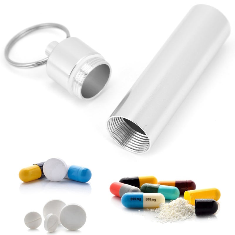 Mini Pill Box Aluminum Alloy Waterproof Keychain Pill Holder Organizer for Outdoors - Image 4