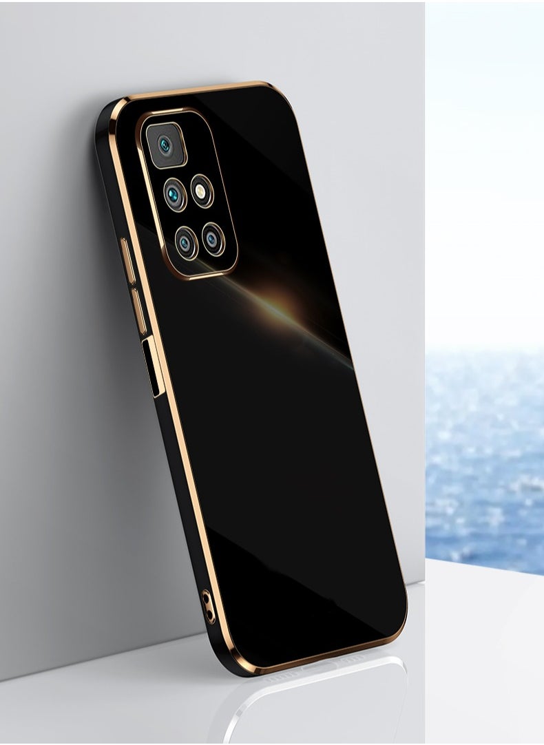 Generic - Xiaomi Redmi 10 Black Mobile Phone Case Cover, Luxury Plating Soft Back Cover, Raised Full Camera Protection - Image 1