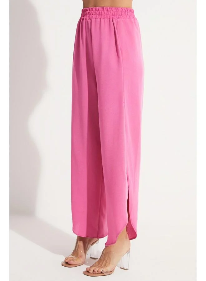 JUNE June Slit Detailed Trouser Fuchsia