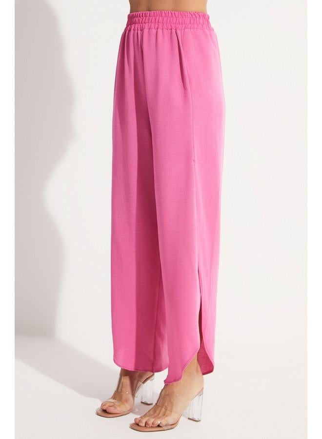 JUNE Slit Detailed Trouser Fuchsia - Image 4