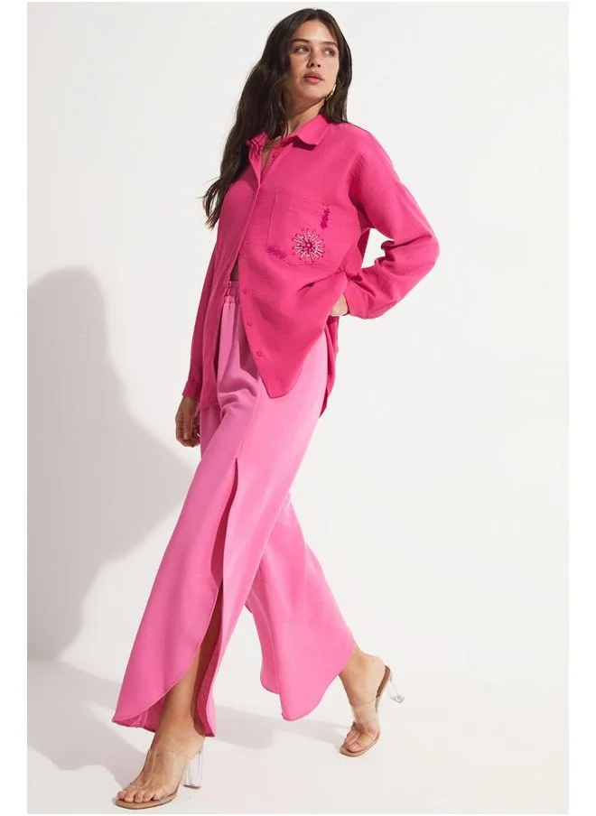 جون June Slit Detailed Trouser Fuchsia