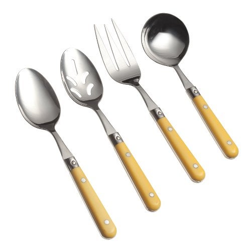 Ginkgo International Le Prix 4-Piece Stainless Steel Hostess Serving Set, Mimosa Yellow - Image 1