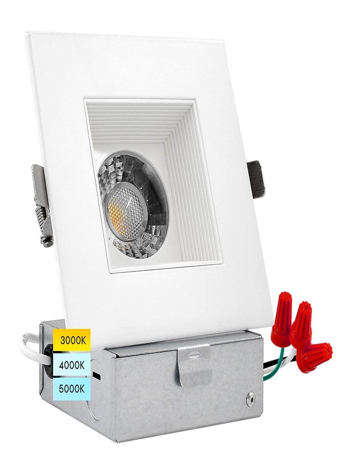 LUXRITE 4 Inch Square LED Recessed Lighting with Junction Box, 15W, 1200 Lumens, 3 Color Options 3000K - 5000K, Regressed LED Downlight, 36° Narrow Spotlight, Dimmable, CRI 90, IC Rated, Damp Rated - Image 1
