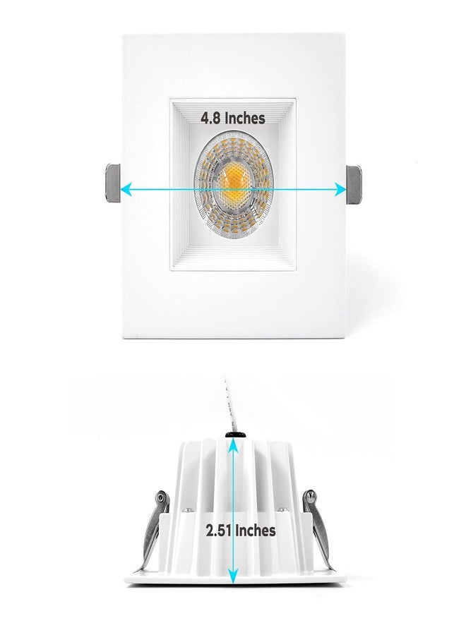 LUXRITE 4 Inch Square LED Recessed Lighting with Junction Box, 15W, 1200 Lumens, 3 Color Options 3000K - 5000K, Regressed LED Downlight, 36° Narrow Spotlight, Dimmable, CRI 90, IC Rated, Damp Rated - Image 5