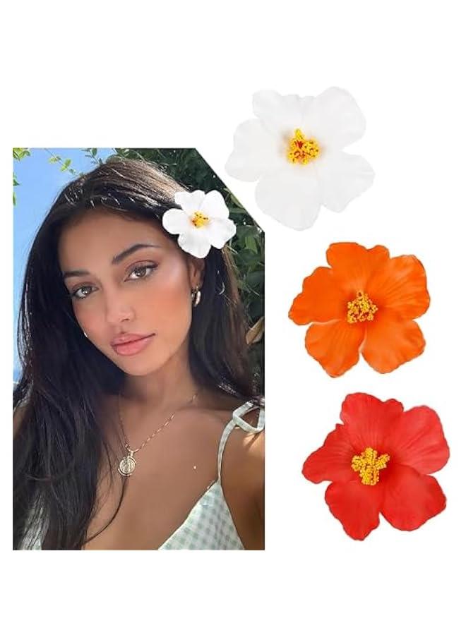 بيوينتي مشابك شعر على شكل زهرة هاواي للنساء، مشابك شعر كركديه بلوميريا، مشابك زهور صناعية، مشبك شعر بوهو، مشابك شعر صيفية، مشابك شعر على شكل زهرة بوهيمية، دبوس شعر للعطلات والشاطئ - Image 1