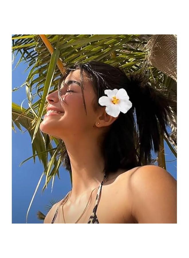 بيوينتي مشابك شعر على شكل زهرة هاواي للنساء، مشابك شعر كركديه بلوميريا، مشابك زهور صناعية، مشبك شعر بوهو، مشابك شعر صيفية، مشابك شعر على شكل زهرة بوهيمية، دبوس شعر للعطلات والشاطئ - Image 4