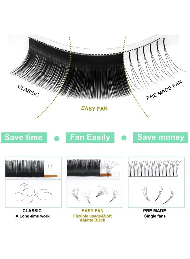 PRO LASHBEAUTY Easy Fan Volume Lashes D-0.07-13mm Rapid Blooming Lashes 9 to 20 mm Mega Volume Lash Extensions C D curl Flowering Lash Extensions Rapid Blooming Eyelash Extensions(D-0.07,13mm) - Image 2