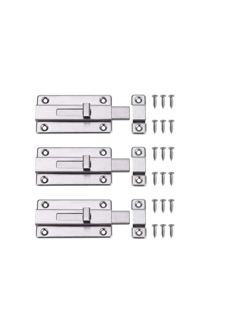 Door Bolt, Barrel Sliding Door Lock Latch for Home Bathroom Toilet Window Furniture Pet Gate Bolts and Latches, Stainless Steel Door Latch Sliding Lock Barrel Bolt Sliding Lock Latch 3 Inch, Silver - Image 1