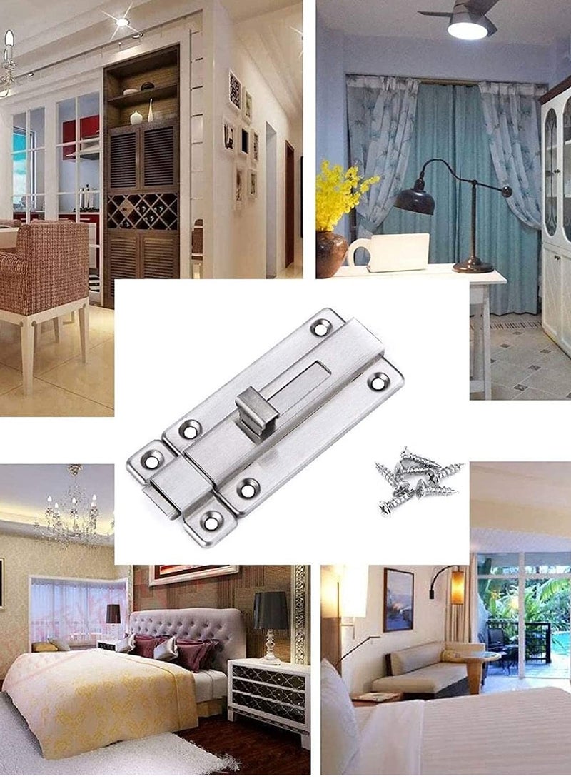 Door Bolt, Barrel Sliding Door Lock Latch for Home Bathroom Toilet Window Furniture Pet Gate Bolts and Latches, Stainless Steel Door Latch Sliding Lock Barrel Bolt Sliding Lock Latch 3 Inch, Silver - Image 4