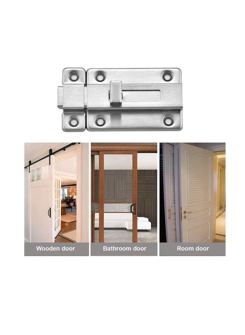 Door Bolt, Barrel Sliding Door Lock Latch for Home Bathroom Toilet Window Furniture Pet Gate Bolts and Latches, Stainless Steel Door Latch Sliding Lock Barrel Bolt Sliding Lock Latch 3 Inch, Silver - Image 2