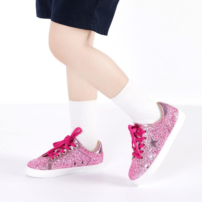 GINFIVE Toddler Girls Sneakers Little Girls Slip On Shoes Glitter Pink 8 - Image 4