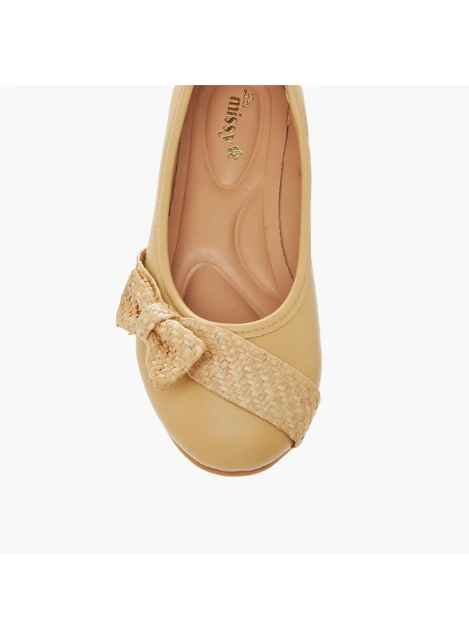 Little Missy Girls Bow Accent Slip-On Ballerina Shoes