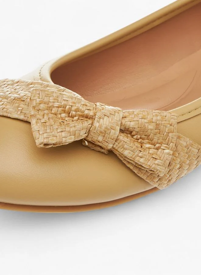 Little Missy YELLOW Bow Accent Slip-On Ballerina Shoes for Women | Best Price UAE