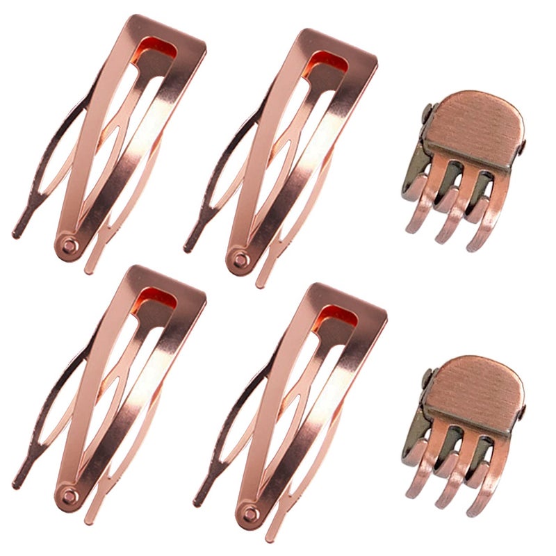 Hann 24 Pieces Double Grip Hair Clips  2 Claw Hair Clips Metal Snap Hair Clips Hair Barrettes for Hair Making Salon Supplies Rose Gold