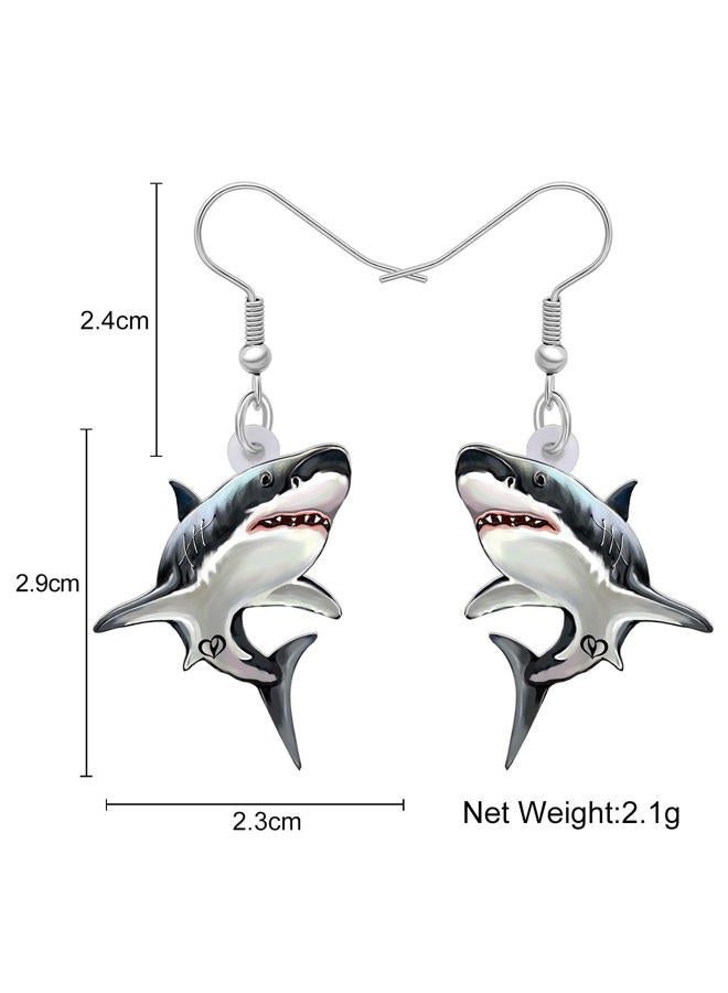 LONYOO Acrylic Anime Shark Earrings Dangle Cute Shark Jewelry for Women Ocean Animals Gifts (Flint) - Image 5