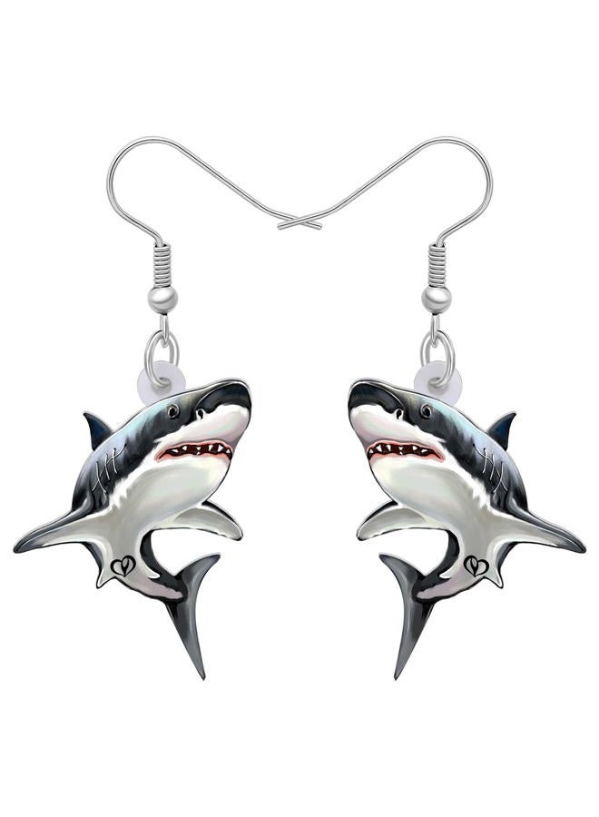 LONYOO Acrylic Anime Shark Earrings Dangle Cute Shark Jewelry for Women Ocean Animals Gifts (Flint) - Image 1