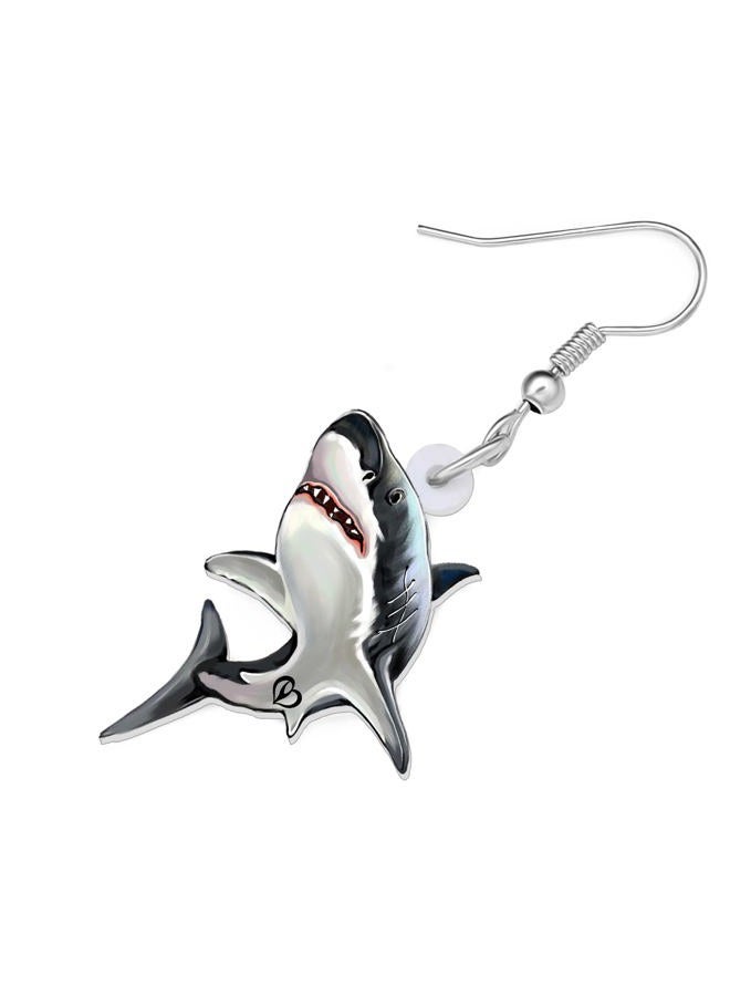 LONYOO Acrylic Anime Shark Earrings Dangle Cute Shark Jewelry for Women Ocean Animals Gifts (Flint) - Image 4