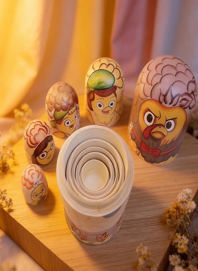 Starxing 5 Layer Turkey Nesting Dolls Set, Russian Matryoshka Style, Cute Thanksgiving Turkey Figurines, Wooden Stackable Dolls, Fall Holiday Decor & Gift for Kids and Collectors - Image 2