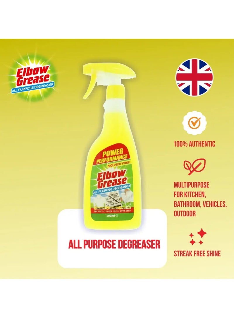 Elbow Grease All Purpose Degreaser Spray 500ml – Powerful Multi-Surface Cleaner for Kitchen, Oven, BBQ, Bathroom & More – Tough on Grease & Grime – Household Essential Cleaning Solution - Image 3