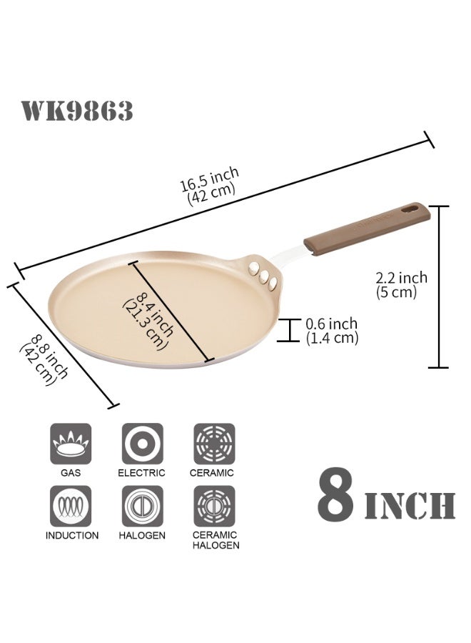 شيف ميد قالب كريب 8 إنش غير لاصق تصميم مثالي لتحضير الكريب والفطائر الرقيقة – توزيع حرارة متساوٍ، متين وسهل التنظيف للاستخدام المنزلي والمطابخ الاحترافية - Image 3