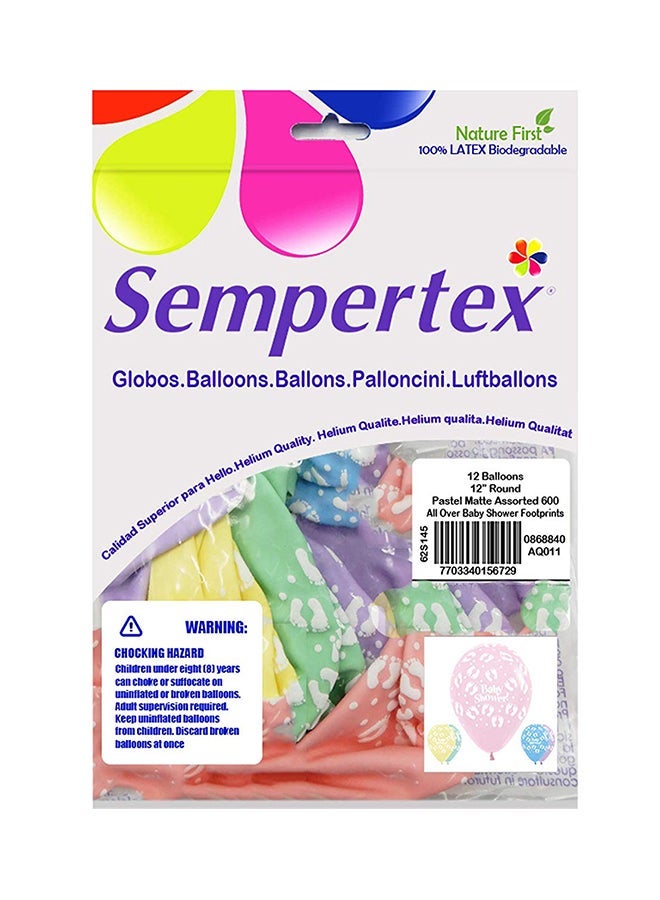 Sempertex 12-Piece Baby Shower Foot Prints Inflatable Latex Balloon Set 12inch - Image 2