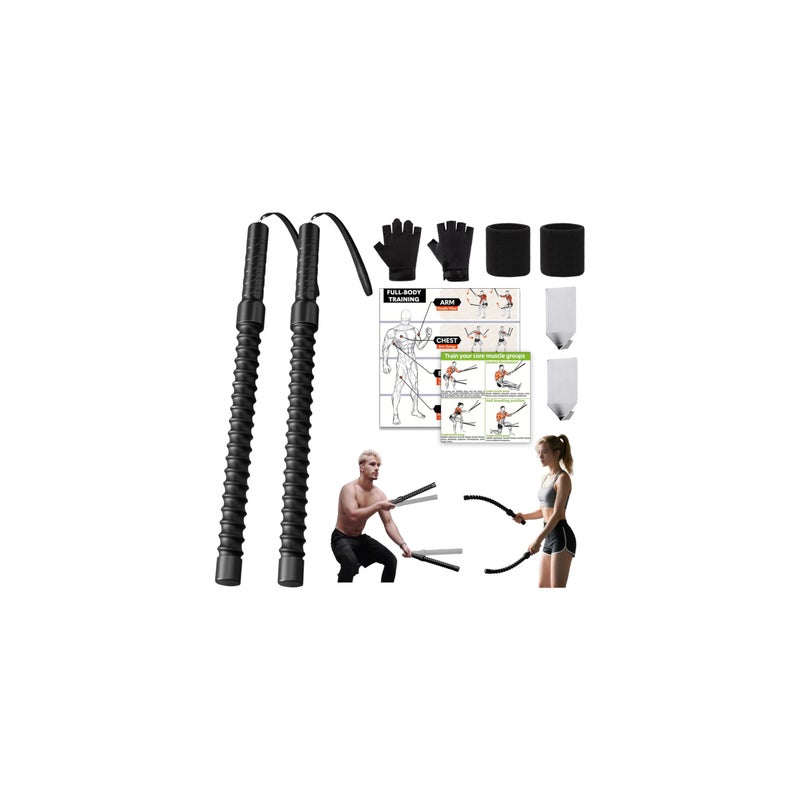NONGKANG Ropeless Battle Ropes â€“ Weighted Portable Workout Ropes for Home Gym, Cordless Jump/Arm Exerciser with Non-Slip Gloves & Training Poster â€“ HIIT, Low-Impact Cardio & Strength/Muscle Training(2PCS) - Image 1