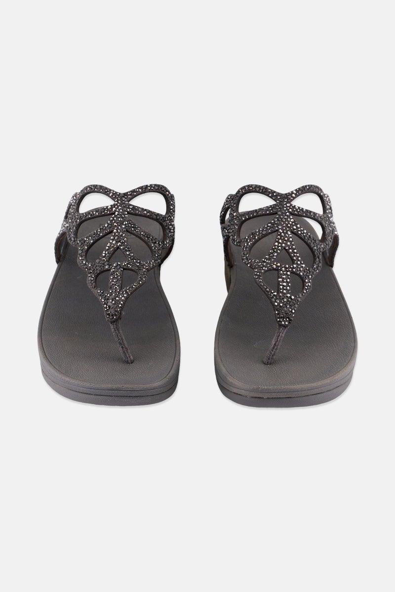 FitFlop Women Bumble Orystal Slip On Slippers, Grey  - Image 3