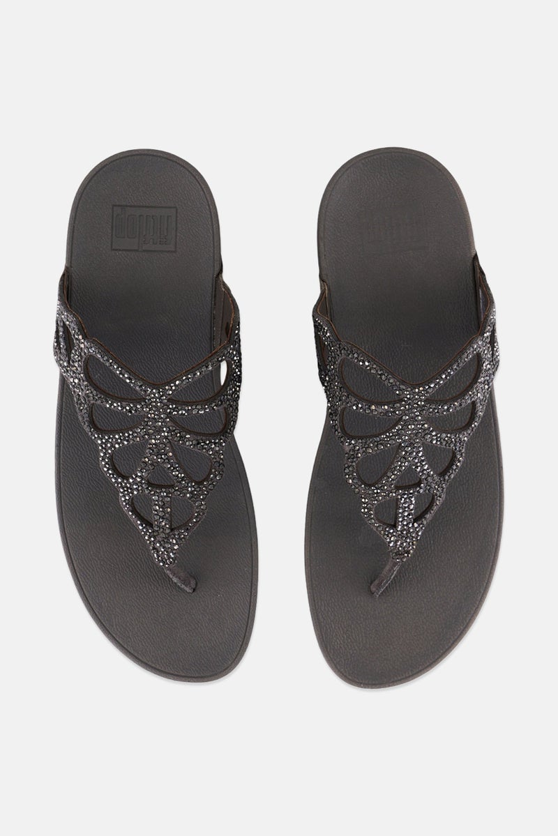 FitFlop Women Bumble Orystal Slip On Slippers, Grey  - Image 2