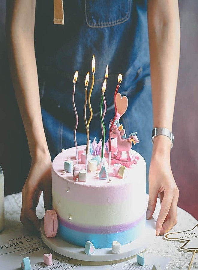 T-shin Twisty Birthday Candles Set,Metallic Colorful Curly Coil Candles,Creative Fun Long Thin Wedding Birthday Candles Set,Party Supplies,Cake Decoration,6 Pack (Champagne) - Image 2